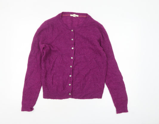 White Stuff Women's Purple Wool Alpaca Long Sleeve Cardigan UK 12