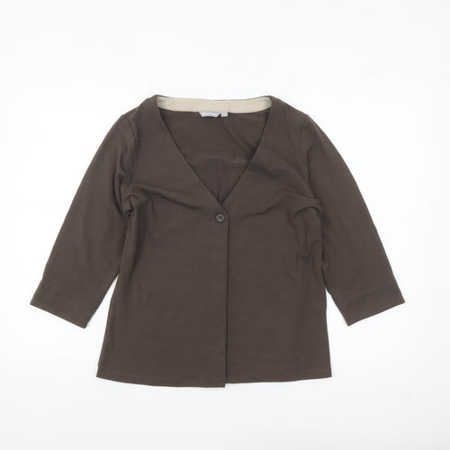 Rohan Womens Brown Size 12 3/4 Sleeve V-Neck Button Cardigan