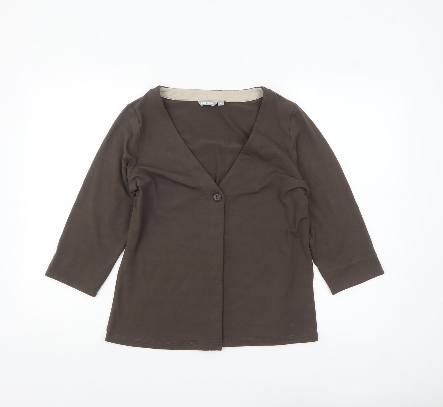 Rohan Womens Brown Size 12 3/4 Sleeve V-Neck Button Cardigan
