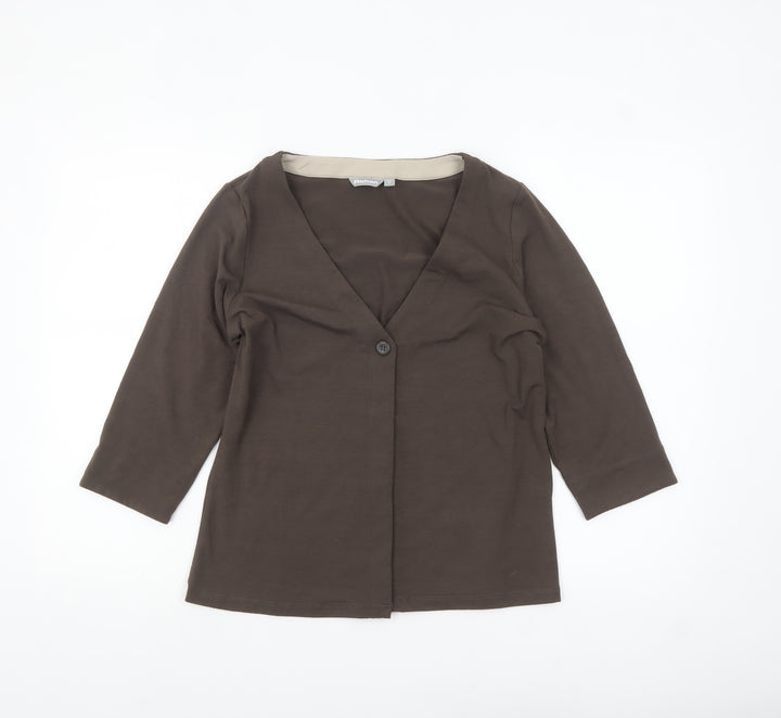 Rohan Womens Brown Size 12 3/4 Sleeve V-Neck Button Cardigan