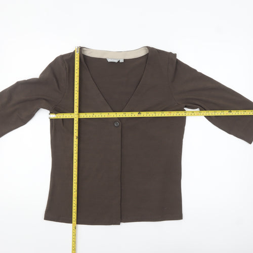 Rohan Womens Brown Size 12 3/4 Sleeve V-Neck Button Cardigan
