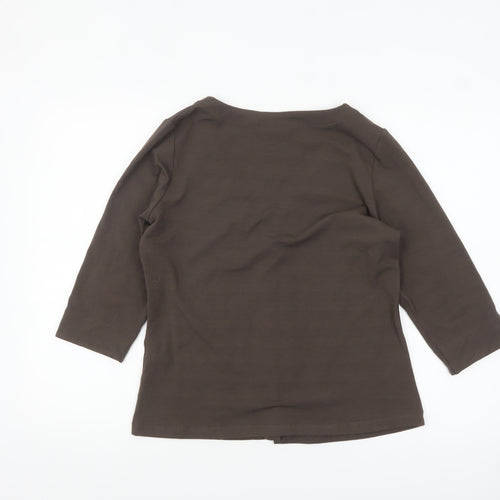 Rohan Womens Brown Size 12 3/4 Sleeve V-Neck Button Cardigan