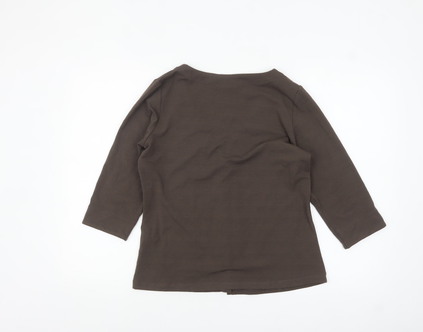Rohan Womens Brown Size 12 3/4 Sleeve V-Neck Button Cardigan