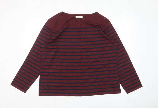 Seasalt Women Red Navy Stripe Organic Cotton Long Sleeve T-Shirt Size 20