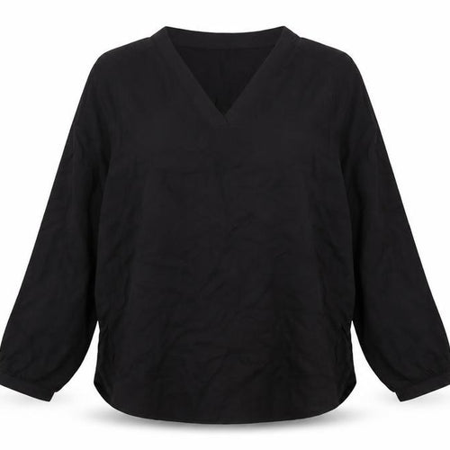 Marks and Spencer Women's Black V-Neck Long Sleeve Viscose Blouse Size 12