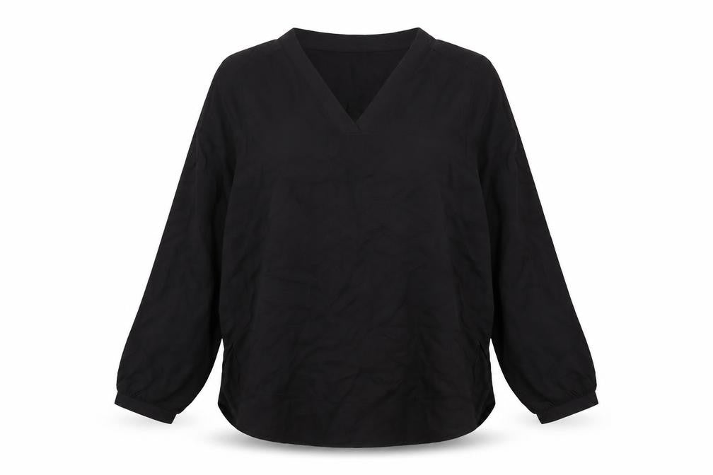 Marks and Spencer Women's Black V-Neck Long Sleeve Viscose Blouse Size 12