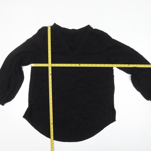 Marks and Spencer Women's Black V-Neck Long Sleeve Viscose Blouse Size 12
