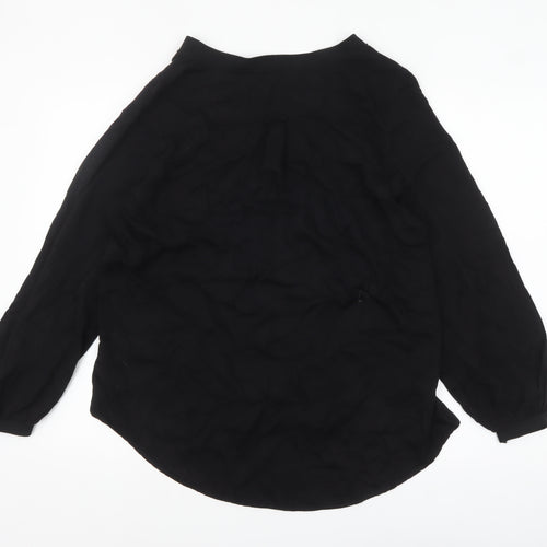 Marks and Spencer Women's Black V-Neck Long Sleeve Viscose Blouse Size 12