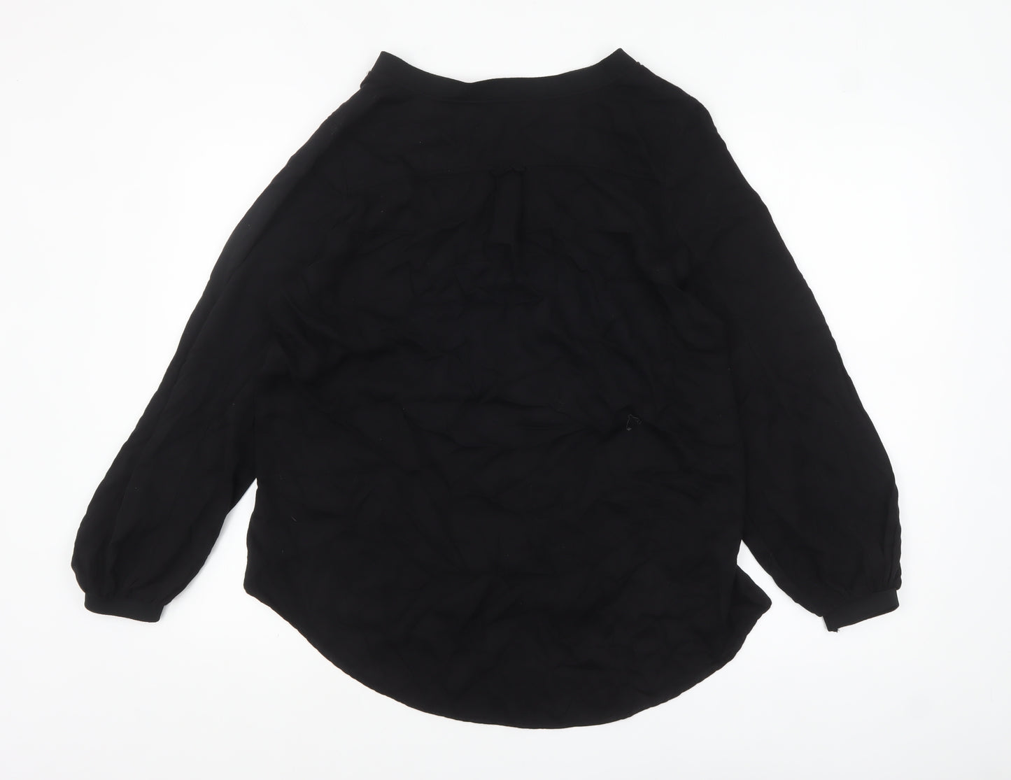 Marks and Spencer Women's Black V-Neck Long Sleeve Viscose Blouse Size 12
