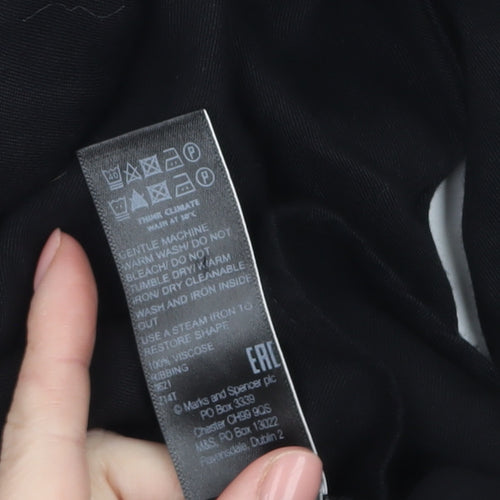 Marks and Spencer Women's Black V-Neck Long Sleeve Viscose Blouse Size 12