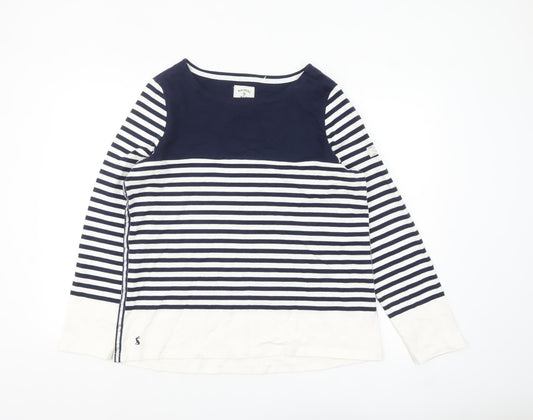 Joules Women Blue White Striped Long Sleeve Cotton T-Shirt UK 16