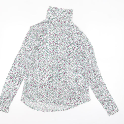 Marks and Spencer Womens Multicoloured Floral Roll Neck Long Sleeve T-Shirt Size 16
