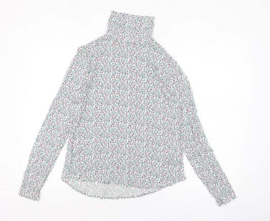 Marks and Spencer Womens Multicoloured Floral Roll Neck Long Sleeve T-Shirt Size 16
