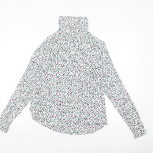 Marks and Spencer Womens Multicoloured Floral Roll Neck Long Sleeve T-Shirt Size 16