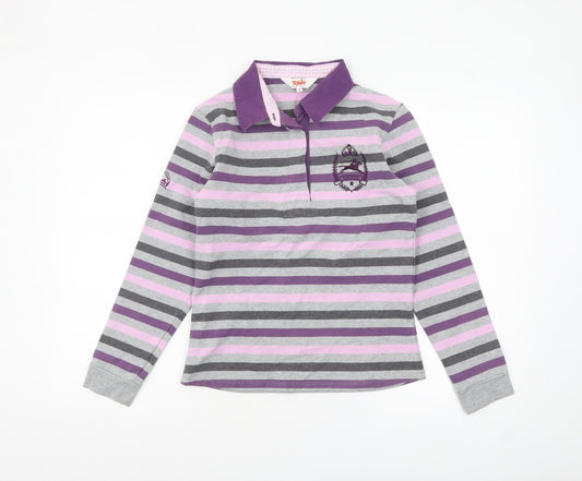 Tottie Women’s Multicoloured Striped Long Sleeve Polo Shirt M