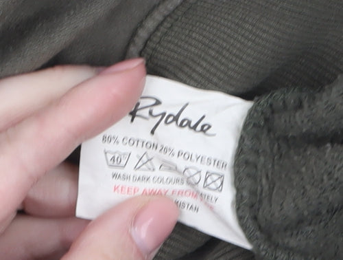 Rydale Womens Khaki Green Dog Print Cotton Blend Pullover Sweatshirt Size 8