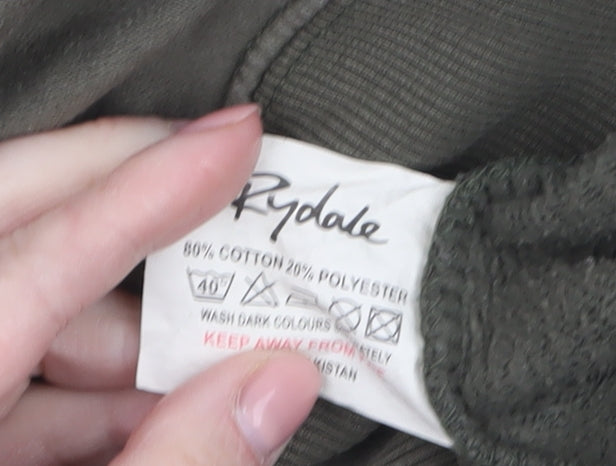 Rydale Womens Khaki Green Dog Print Cotton Blend Pullover Sweatshirt Size 8