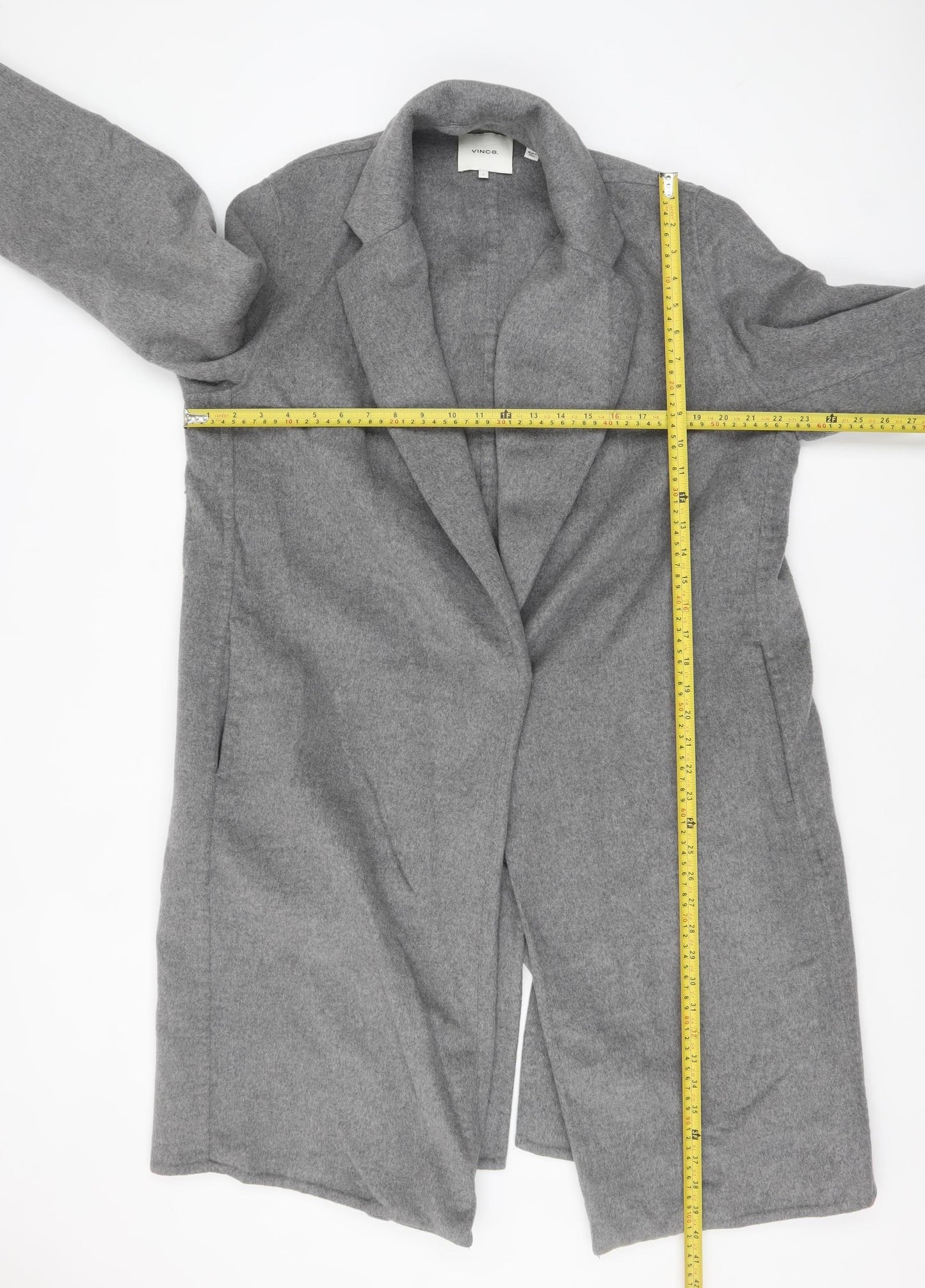 Vince Women's Grey Wool Blend Long Overcoat Size L