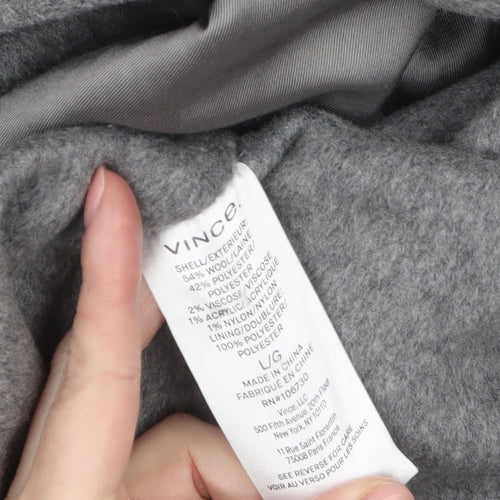 Vince Women's Grey Wool Blend Long Overcoat Size L