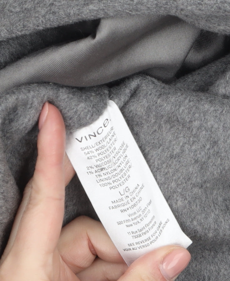 Vince Women's Grey Wool Blend Long Overcoat Size L