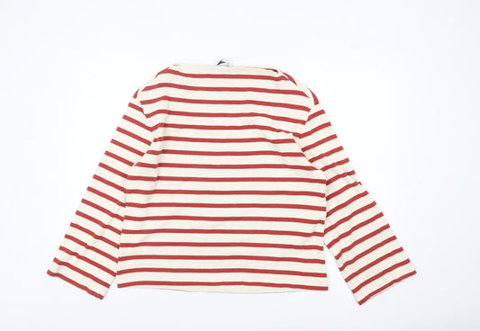 COS Women's Multicoloured Striped Cotton Boat Neck Long Sleeve Top Size M
