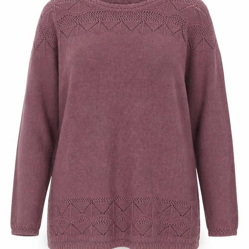 FatFace Womens Purple Cotton Acrylic Open-Knit Jumper Size 18
