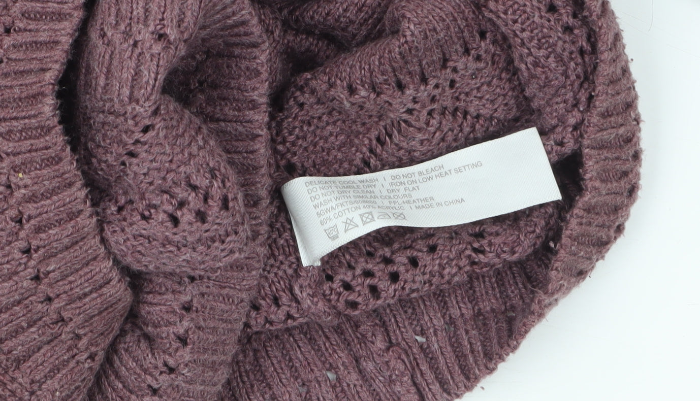FatFace Womens Purple Cotton Acrylic Open-Knit Jumper Size 18