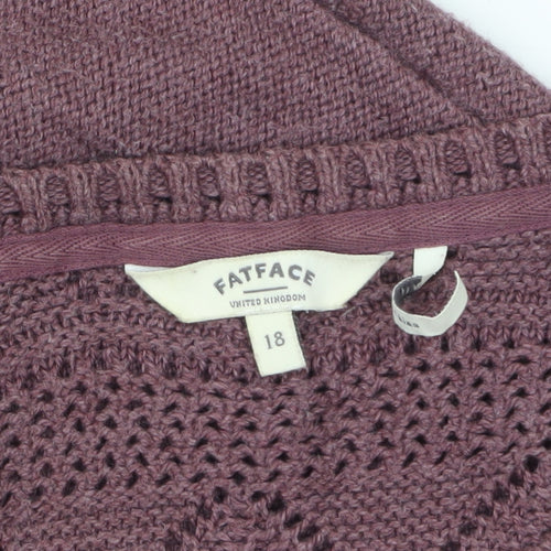 FatFace Womens Purple Cotton Acrylic Open-Knit Jumper Size 18