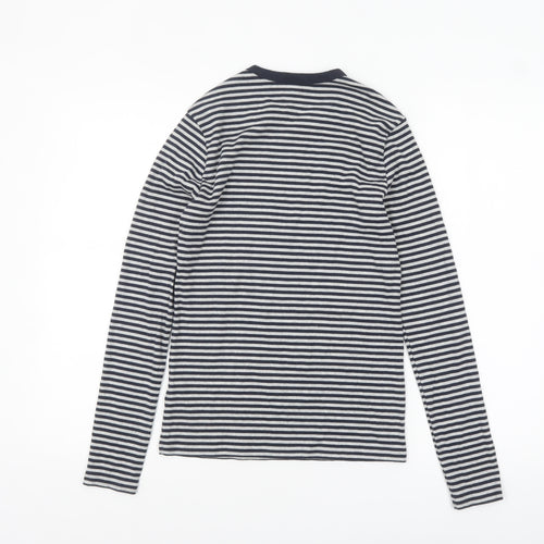 Uniqlo Women's Blue Striped Long Sleeve Cotton Blend Basic T-Shirt Size S