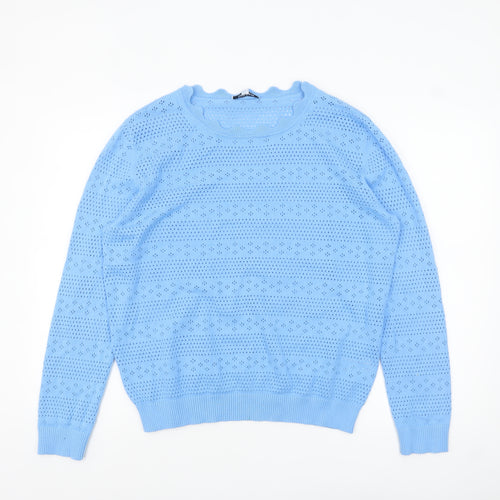 Great Plains Women Blue Size 16 Cotton Open-Knit Jumper
