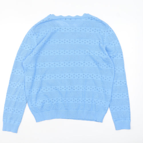 Great Plains Women Blue Size 16 Cotton Open-Knit Jumper