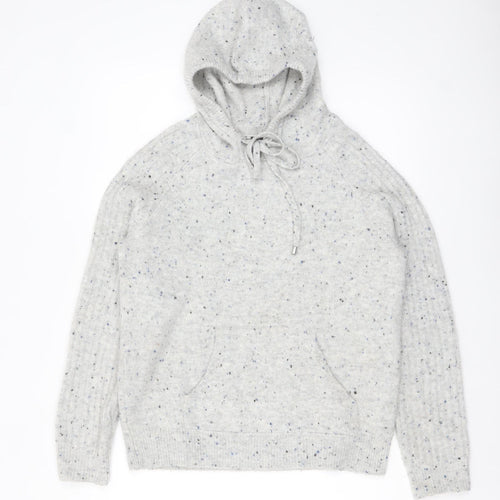 Marks and Spencer Women's Grey Hooded Knit Jumper Small