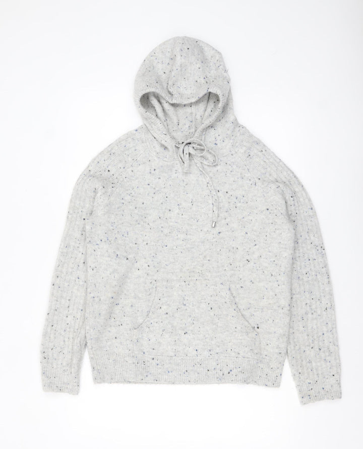 Marks and Spencer Women's Grey Hooded Knit Jumper Small