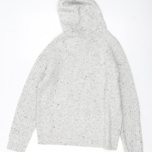 Marks and Spencer Women's Grey Hooded Knit Jumper Small