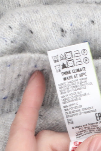 Marks and Spencer Women's Grey Hooded Knit Jumper Small