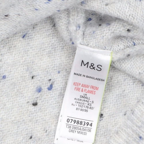 Marks and Spencer Women's Grey Hooded Knit Jumper Small
