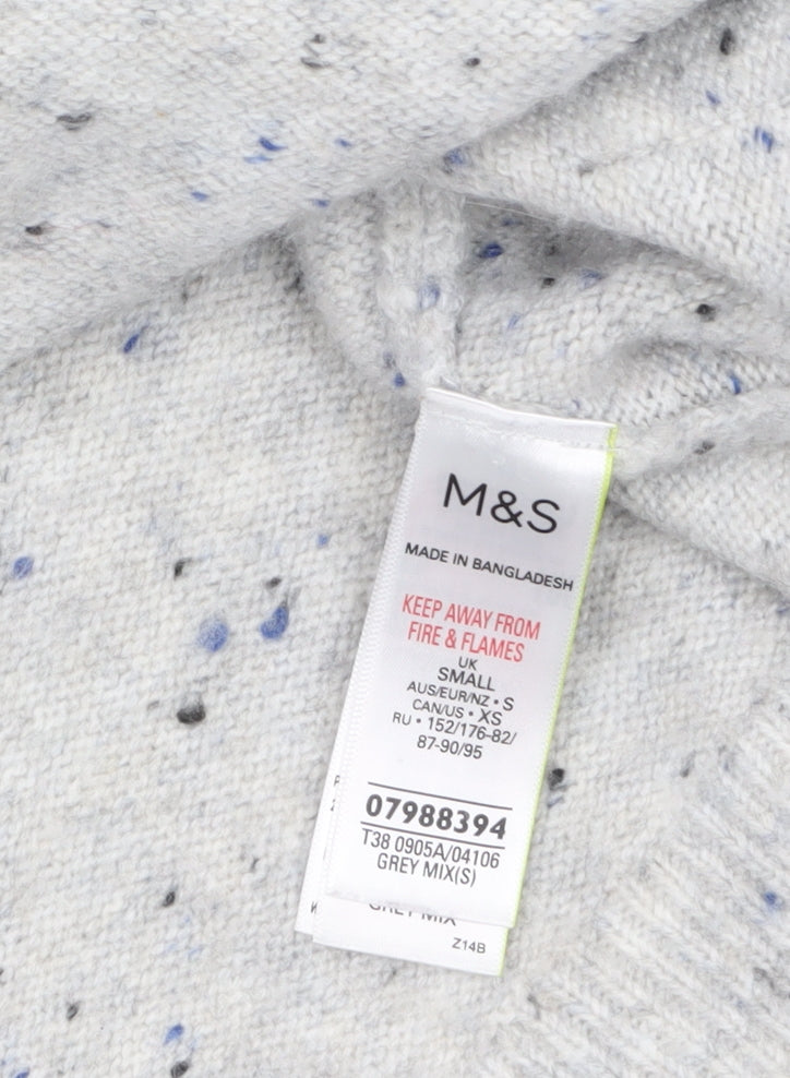 Marks and Spencer Women's Grey Hooded Knit Jumper Small