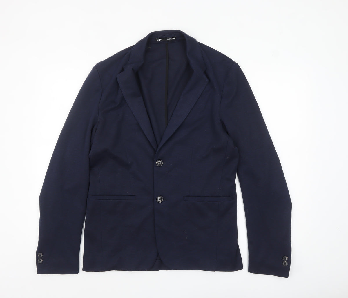 Zara Women Blue Collared Knit Cardigan Size 12