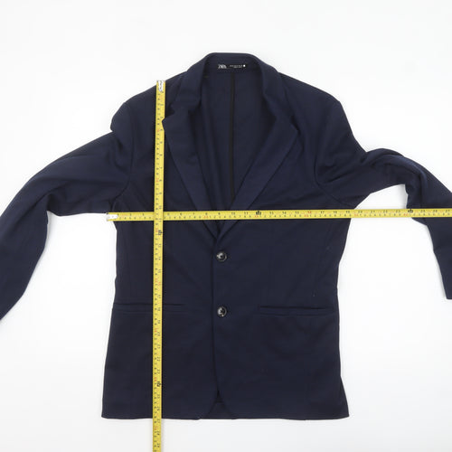 Zara Women Blue Collared Knit Cardigan Size 12