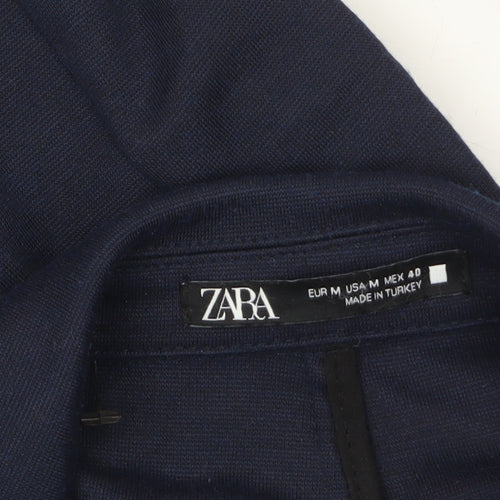 Zara Women Blue Collared Knit Cardigan Size 12