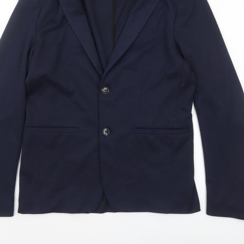 Zara Women Blue Collared Knit Cardigan Size 12