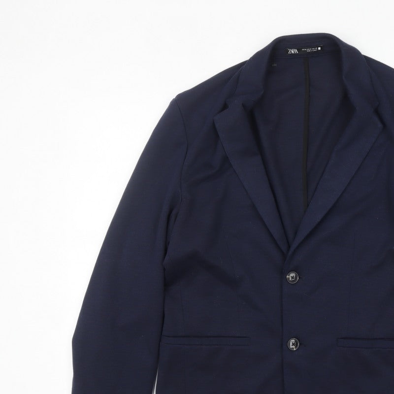 Zara Women Blue Collared Knit Cardigan Size 12