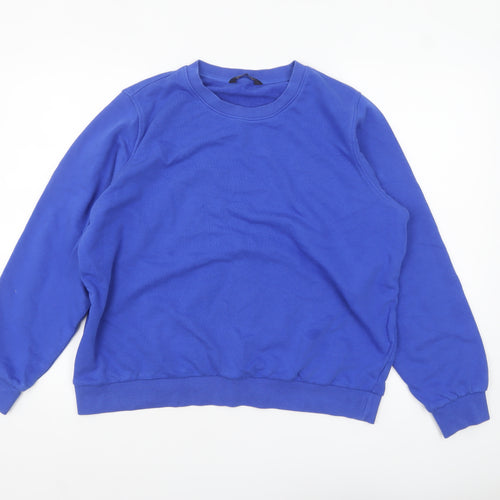Marks and Spencer Women Blue Size 18 Cotton Blend Crew Neck Sweatshirt