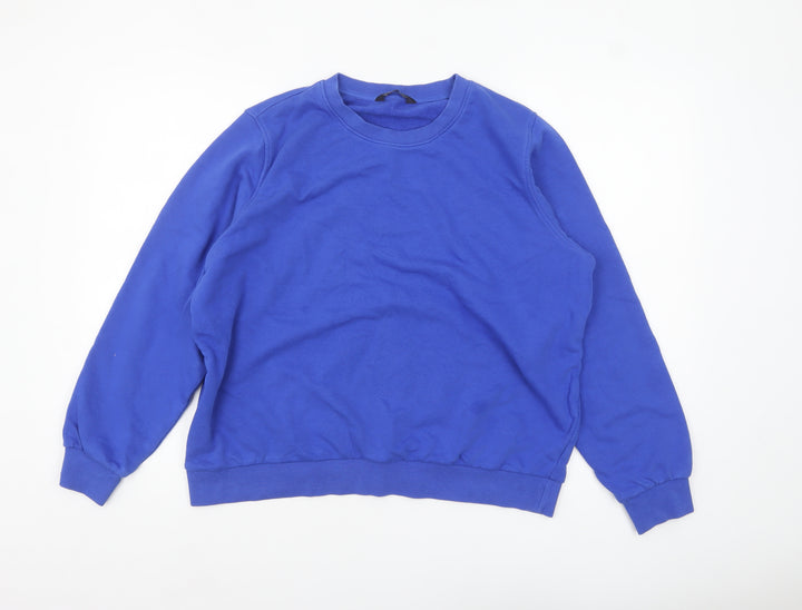 Marks and Spencer Women Blue Size 18 Cotton Blend Crew Neck Sweatshirt