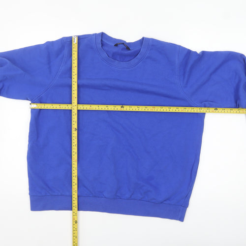 Marks and Spencer Women Blue Size 18 Cotton Blend Crew Neck Sweatshirt