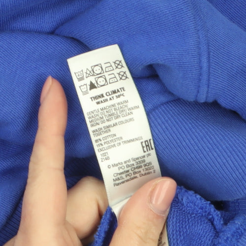 Marks and Spencer Women Blue Size 18 Cotton Blend Crew Neck Sweatshirt