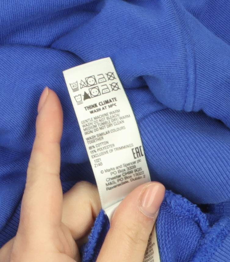 Marks and Spencer Women Blue Size 18 Cotton Blend Crew Neck Sweatshirt