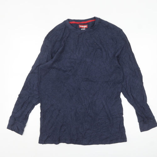 Wrangler Men's Blue Long Sleeve Crew Neck Cotton Blend Top Size L