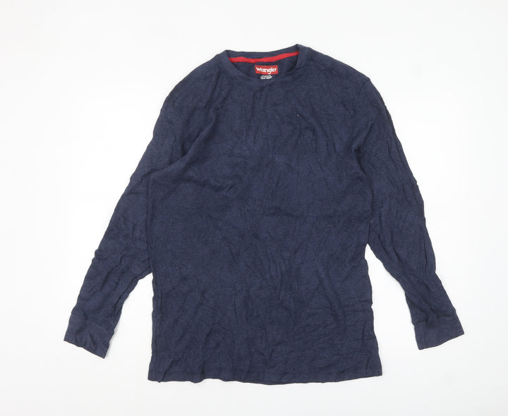 Wrangler Men's Blue Long Sleeve Crew Neck Cotton Blend Top Size L