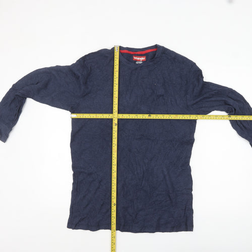 Wrangler Men's Blue Long Sleeve Crew Neck Cotton Blend Top Size L